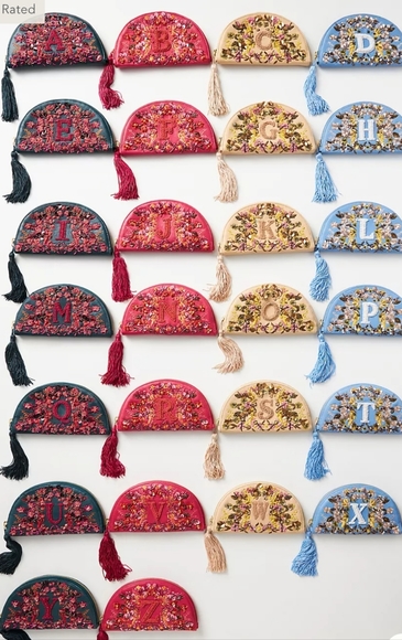 Anthropologie "H" Beaded Monogram Clutch - Picture 4 of 7